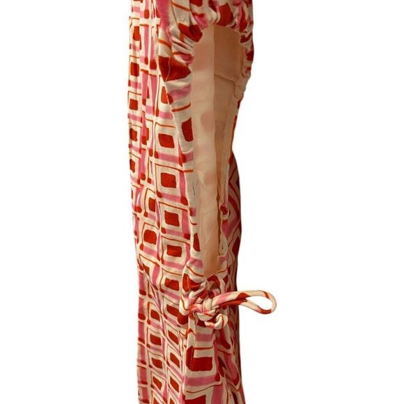 Zara Womens Mini Dress 2XL Red White Geometric Cut Out Square Neck NWOT - Picture 3 of 7